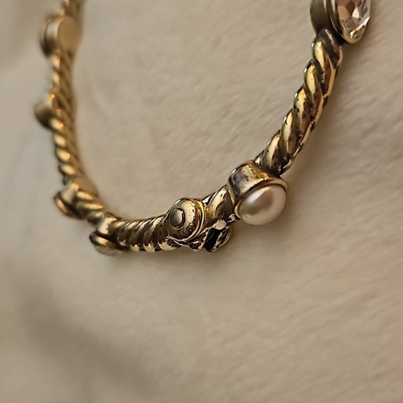 BRIGHTON Thin Pearl Crystal Monte Carlo Hinged Bangle Bracelet - Picture 5 of 9